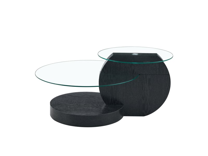  Table basse rectangulaire 90×70×44 cm, mdf et verre, noir et transparent Fay Lum - Conforama A