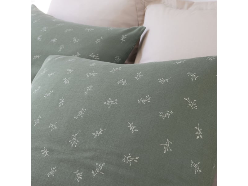  Parure housse de couette 260x240cm + 2 taies 100% gaze de coton vert de gris fleurie - geode GEODE - Conforama D
