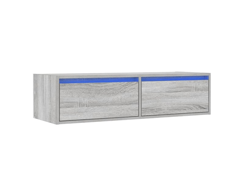  Meuble tv - banc tv - meuble de rangement avec lumières led sonoma gris 100x35,5x25 cm  - Conforama C