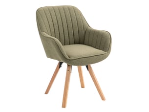 Chaise salle à manger scandinave fauteuil coiffeuse siège pivotant avec accoudoirs rembourré en tissu pieds en bois massif, vert