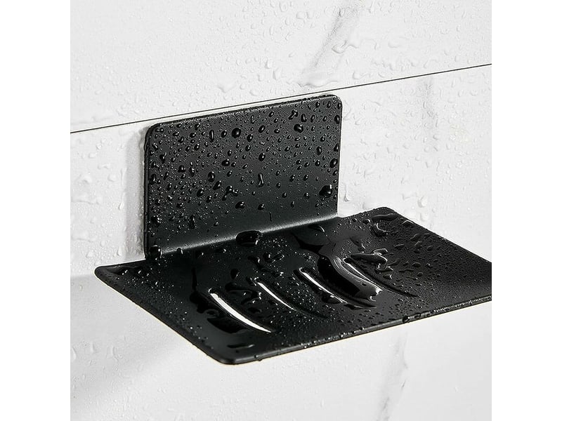  Porte savon mural sans perçage porte-savon douche en acier inoxydable porte savon inox auto-adhésif pour stocker eponges brosses savon (noir)  - Conforama C
