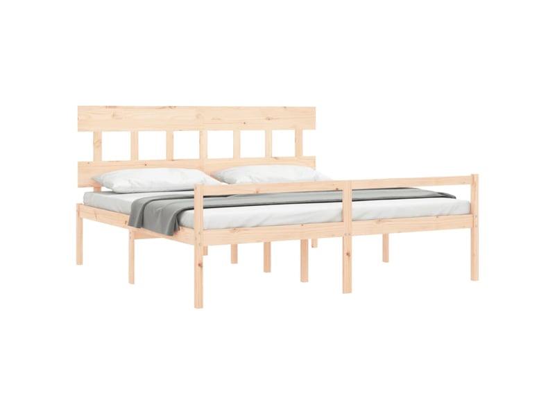  Lit double- lit adulte -  lit pour personne âgée et tête de lit 200x200 cm bois massif  - Conforama C