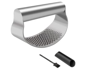 Presse-ail inox manuel - découpe et écrase ail - acier inoxydable de qualité supérieure - design innovant à bascule - facile à utiliser