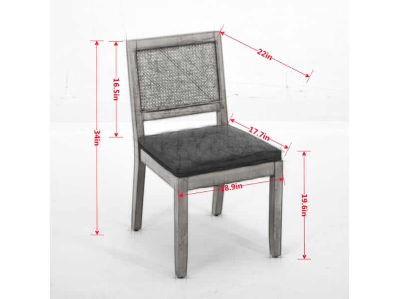  Ensemble 2 chaises rotin beige, dossier en cannage, cadre bois massif naturel, style mid-century modern  - Conforama C