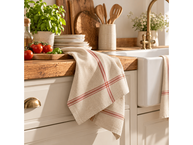 Lot de 2 torchons de cuisine pur lin normandie - Conforama C