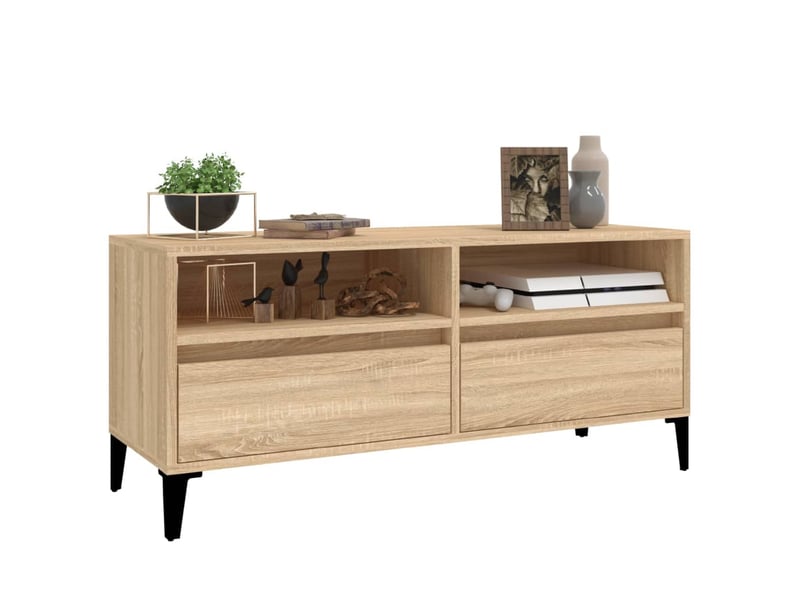  Meuble tv - banc tv - meuble de rangement chêne sonoma 100x34,5x44,5 cm bois d'ingénierie  - Conforama D