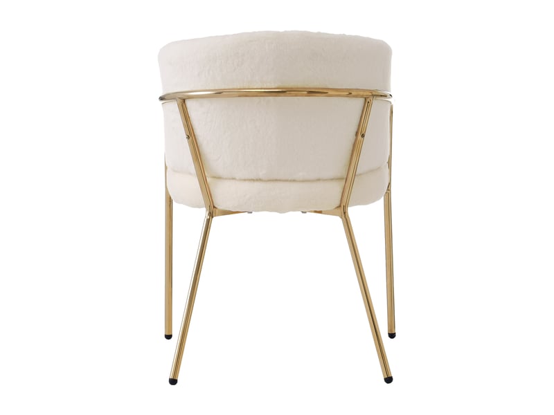  Lot de 4 chaises de salle à manger avec quatre pieds en métal, pour salon, luxe léger, chambre, imitation duvet de lapin, beige  - Conforama C