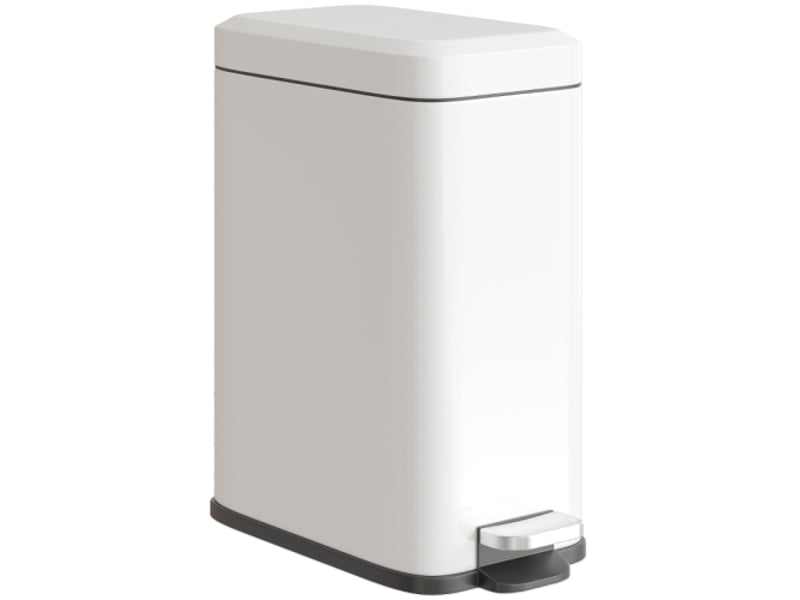  Poubelle à pédale blanche 5 l avec couvercle et bac intérieur, métal, 29,2x14x32 cm  - Conforama A