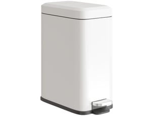 Poubelle à pédale blanche 5 l avec couvercle et bac intérieur, métal, 29,2x14x32 cm