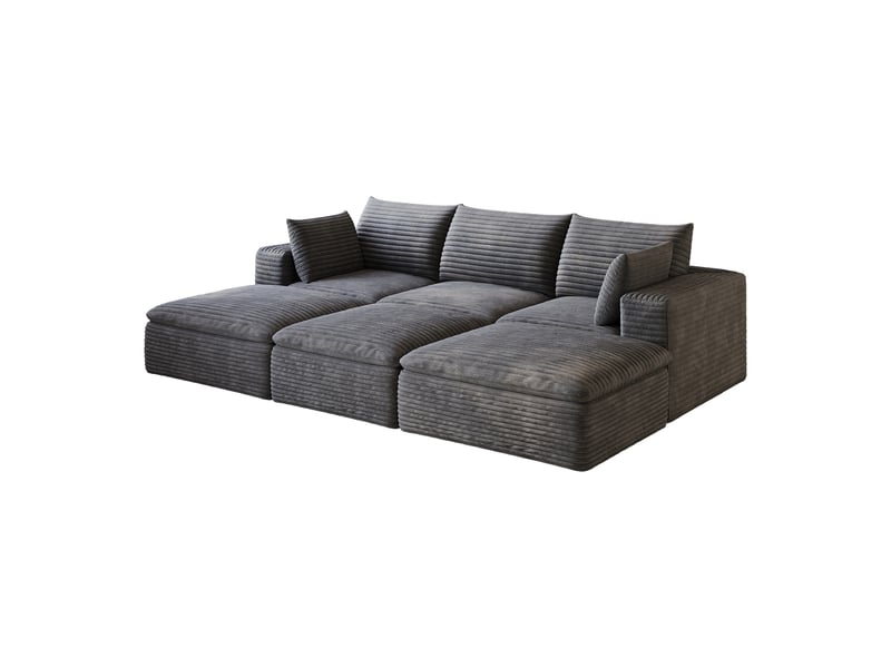  Canapé modulable 6 places en velours côtelé gris foncé W3428S00006 - Conforama B