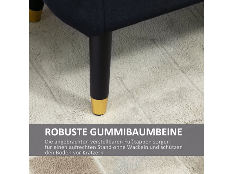  Banc coffre noir effet velours avec accoudoirs, rangement, bois d’hévéa, 107x42x65 cm  - Conforama E