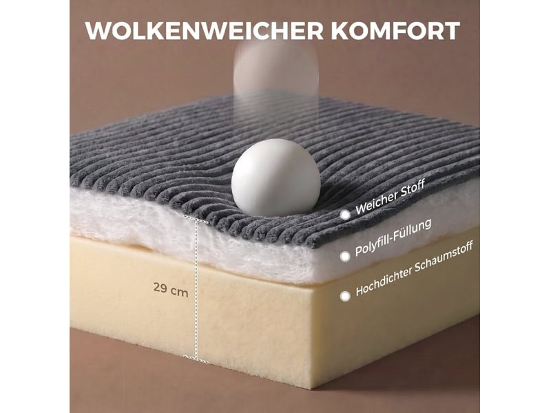  Canapé de sol convertible 2 places en velours côtelé gris foncé, couchage 145 x 184 cm sans cadre métallique  - Conforama D