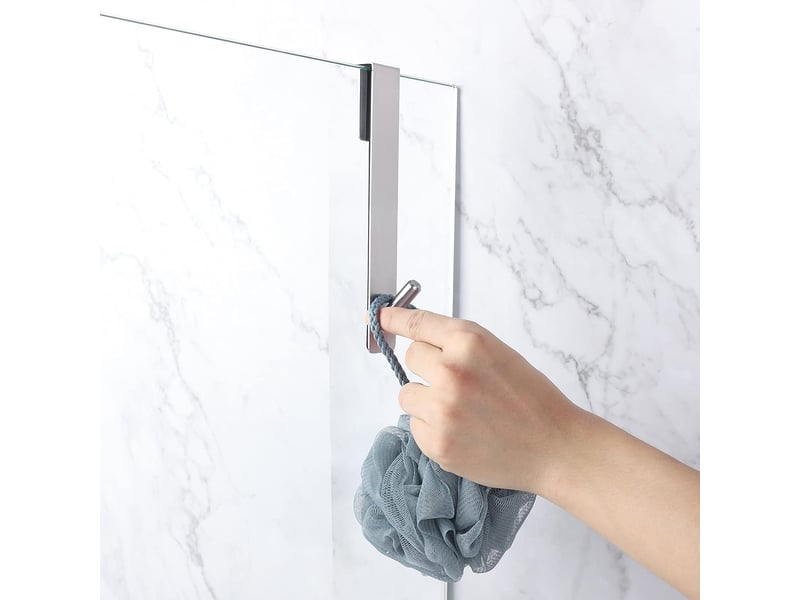  Crochets de porte de douche, crochets porte-serviettes, adaptés aux portes de douche en verre sans cadre, lot de 4, noirs  - Conforama C