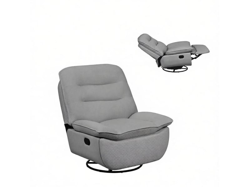  Fauteuil relax pivotant et basculant manuel en tissu avec repose-pieds, gris foncé  - Conforama A