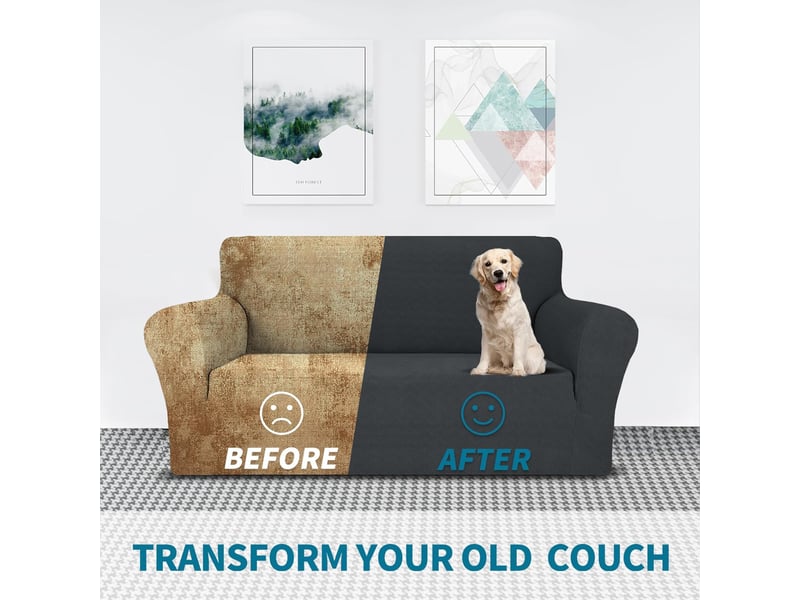  Housse de canapé 1 places extensible housse canapé avec accoudoirs gris foncé  - Conforama E