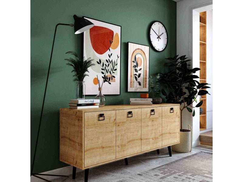  Buffet 4 portes en aggloméré mirza modern chêne  - Conforama E