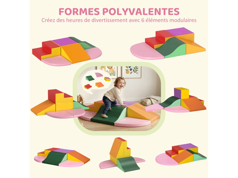  6 blocs de construction en mousse xxl pour enfants - normes en71-1-2-3 - mousse epe revêtement synthétique  - Conforama D