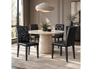 Lot de 4 chaises de salle à manger noires en polyuréthane et métal