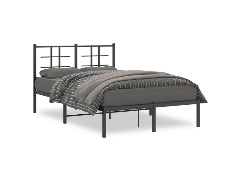  Lit double- lit adulte -  cadre de lit métal sans matelas avec tête de lit noir 120x190cm  - Conforama A
