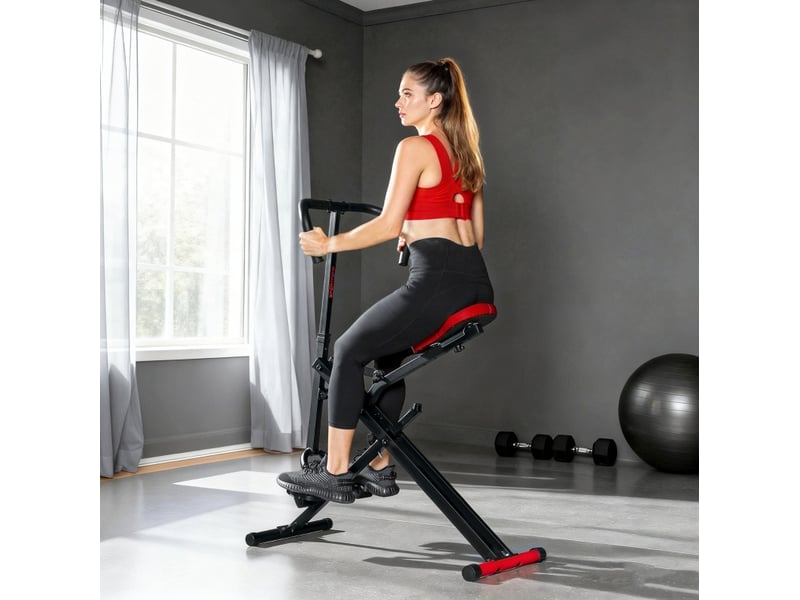  Appareil de musculation pliable 105 x 57 x 115 cm – rouge et noir – siège réglable et pédales antidérapantes  - Conforama D