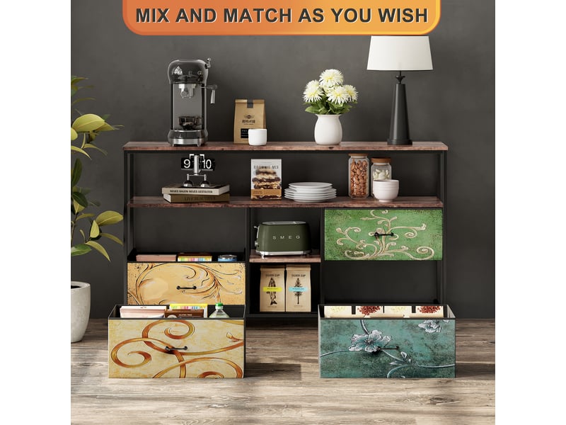  Meuble tv 108 cm avec lumières led, banc tv support télé console tv avec avec 4 tiroirs et 3 étagères de rangement, multicolore  - Conforama W