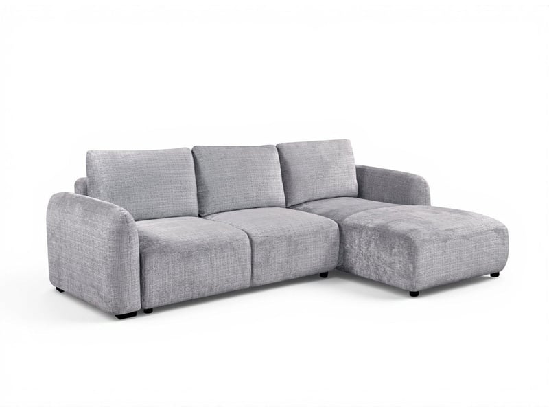  Canapé d'angle convertible avec coffre en velours chiné gris marla - angle droit MARLA - Conforama C