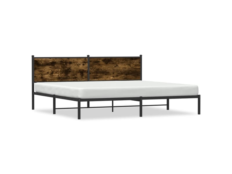  Lit double- lit adulte -  cadre de lit en métal sans matelas chêne fumé 200x200 cm  - Conforama A
