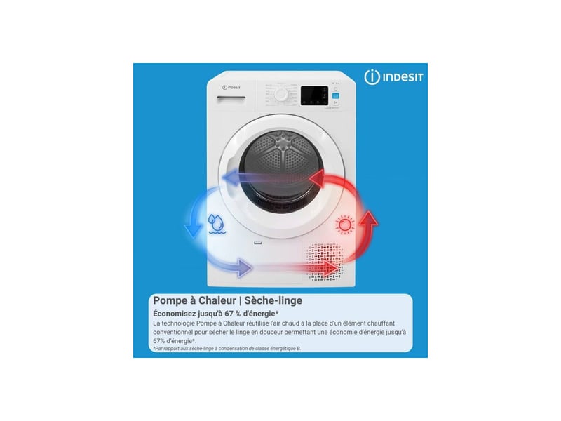  Sèche linge pompe à chaleur 8 kg l60cm classe d blanc inox quickdry IND8050147726822 - Conforama E