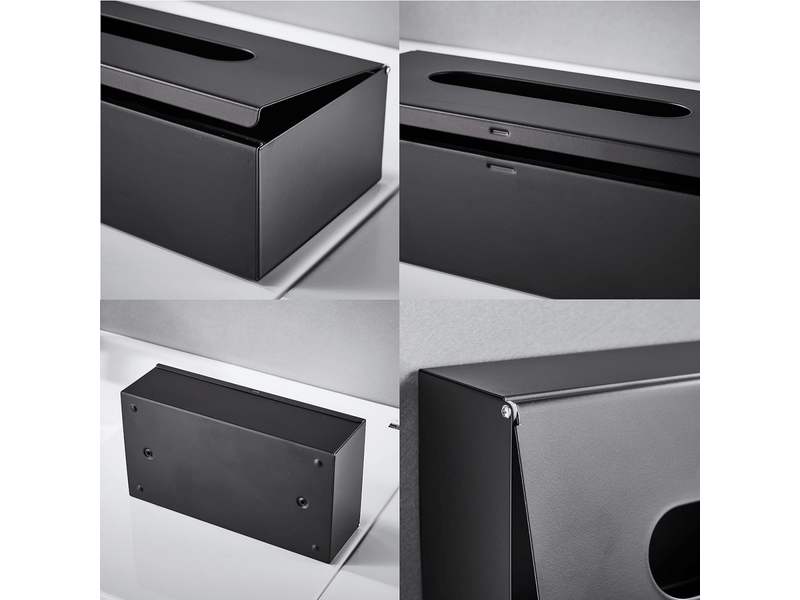  Couvercle de boîte à mouchoirs en acier inoxydable – convient pour les chambres, salles de bain, etc. – 1 pièce, noir  - Conforama B