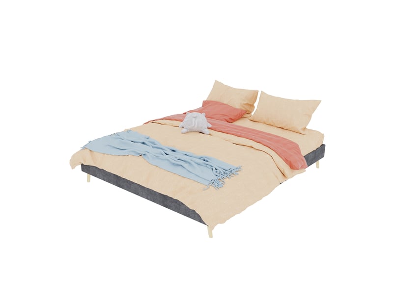 Cadre de lit, lit double 160x200 cm, cadre bas, velours gris, sans matelas  - Conforama D