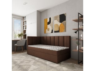 Lit avec rangement 80x200 cm <strong>MASSENO</strong> <strong></strong> coloris marron