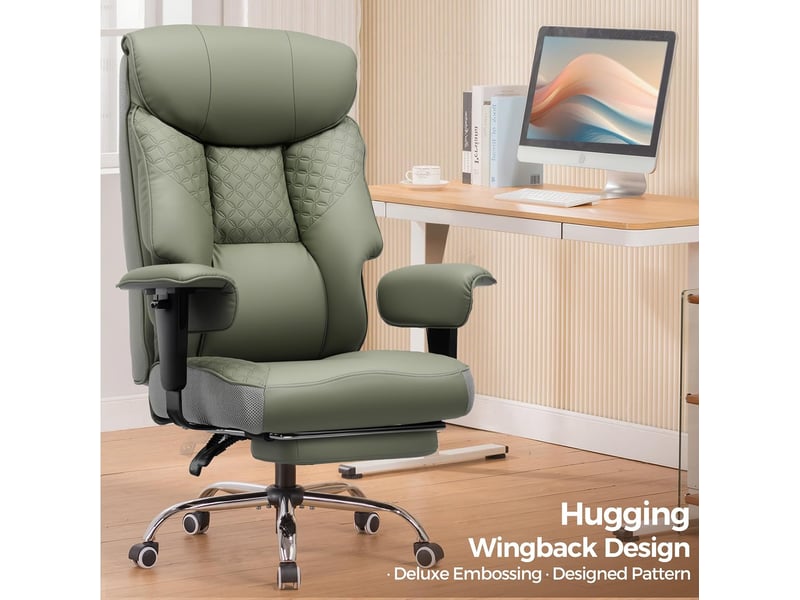 Gtplayer chaise de jeu pour personnes de forte corpulence avec assise 3d, repose-pieds, pu, 180kg - vert CH810-GE - Conforama C