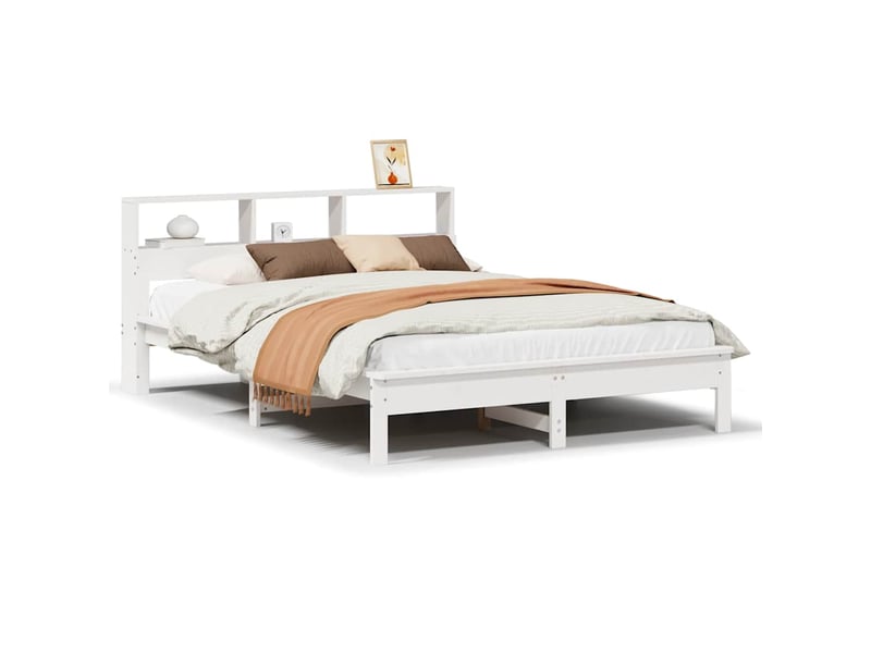  Lit double- lit adulte -  cadre de lit sans matelas blanc 160x200 cm bois de pin massif  - Conforama A