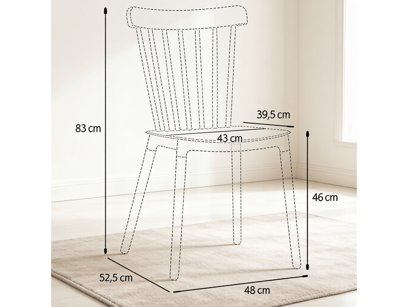 Lot de 4 chaises de salle à manger à dossier ajouré, assise en pp noir et pieds en hêtre - Conforama E