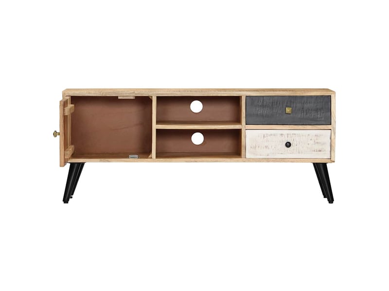  Meuble tv - banc tv - meuble de rangement 115x30x47 cm bois massif de manguier  - Conforama C