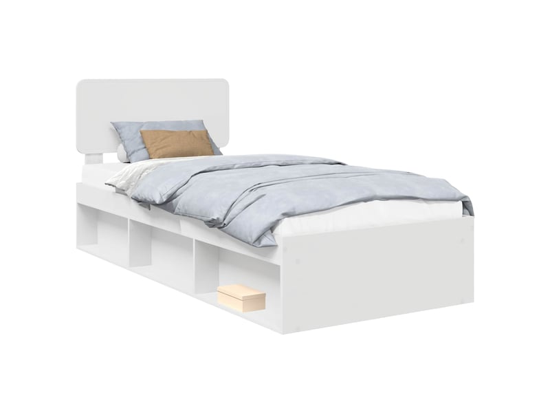  Lit simple- lit adulte -  cadre de lit avec tête de lit blanc 100 x 200 cm pin massif  - Conforama A