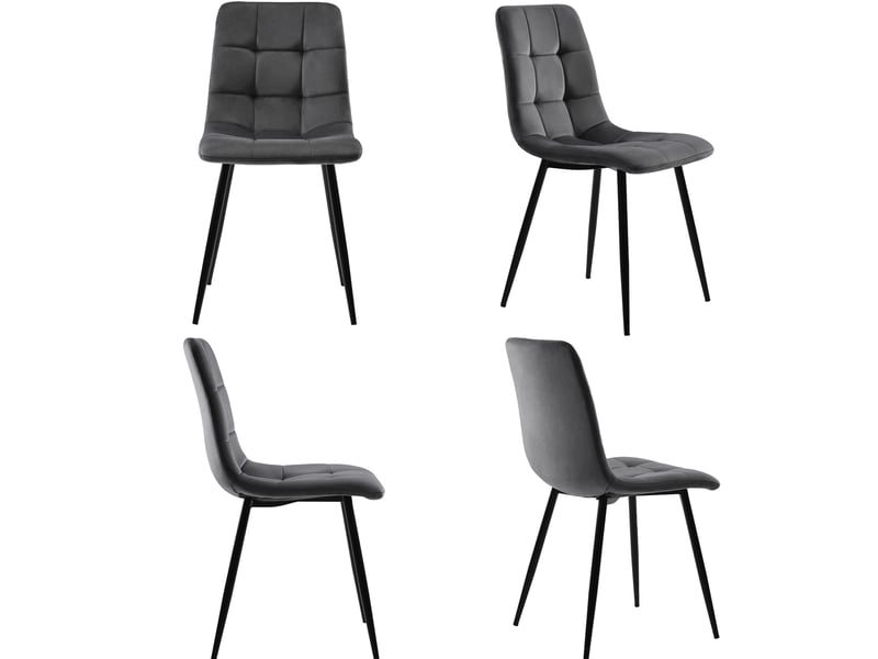Ensemble table à manger 117 x 68 cm et 4 chaises en velours gris foncé, noyer - Conforama D