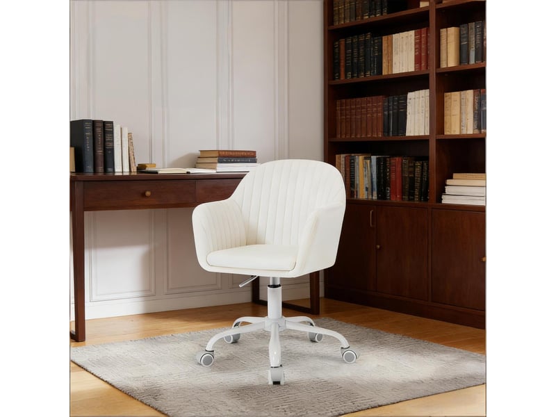  Chaise de bureau pivotante et réglable en hauteur velours blanc crème T5828P492675 - Conforama B