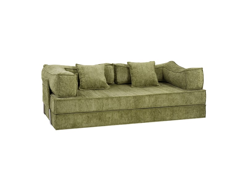  Canapé-lit convertible 3 places,sofa de sol modulaire，coussins amovibles, 207x106x68cm，vert olive  - Conforama A