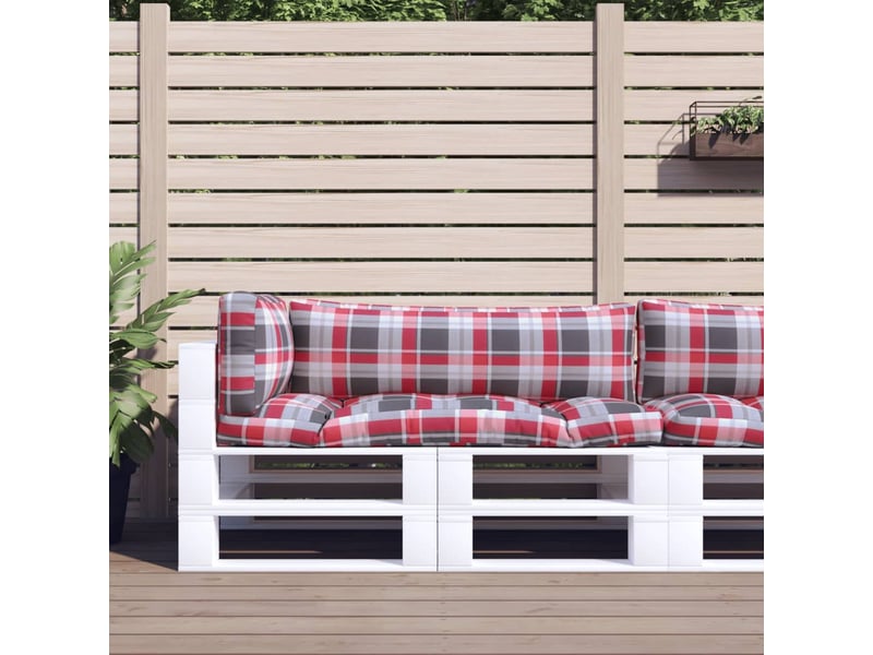  Lot de 3 coussins de palette, coussins de canapé carreaux rouges tissu cf59472  - Conforama B