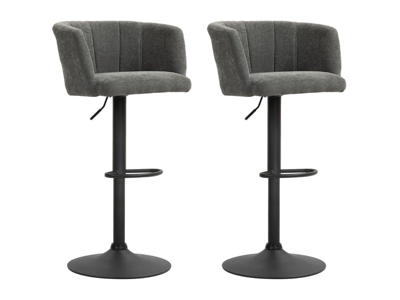  Ensemble de 2 tabourets de bar, dossier coquille, hauteur réglable, repose-pieds, pour cuisine ou salle à manger, piètement en métal, gris foncé  - Conforama B