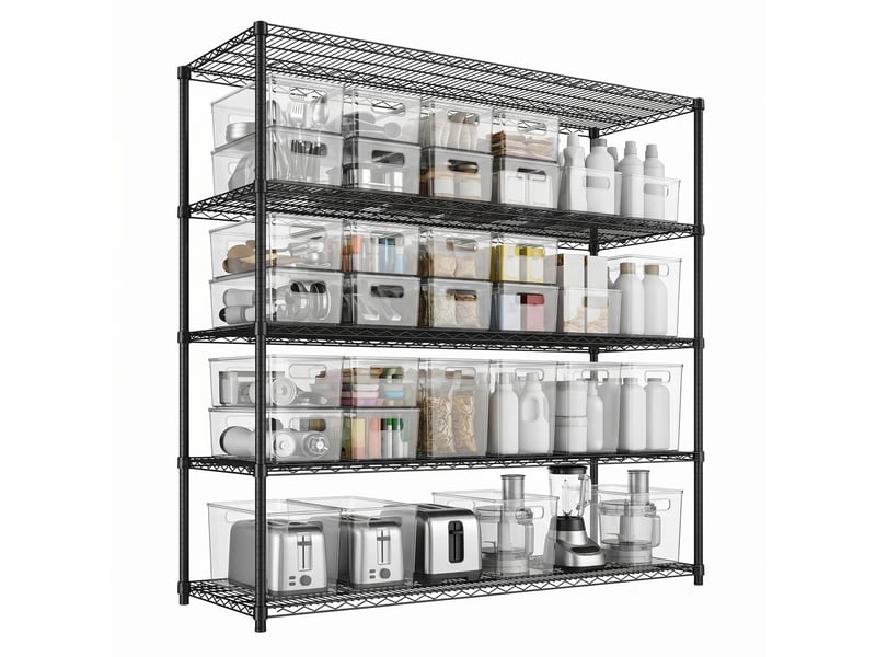  Rayonnage métallique autoportant - 5 niveaux réglables, acier carbone robuste, cuisinecavecelliergarage l 150 x l60  x h 195 cm PHK_3ARPXE6Y - Conforama A