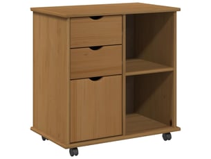 Caisson roulant de bureau 63,5 x 39 x 65,5 cm bois de pin massif shl7650