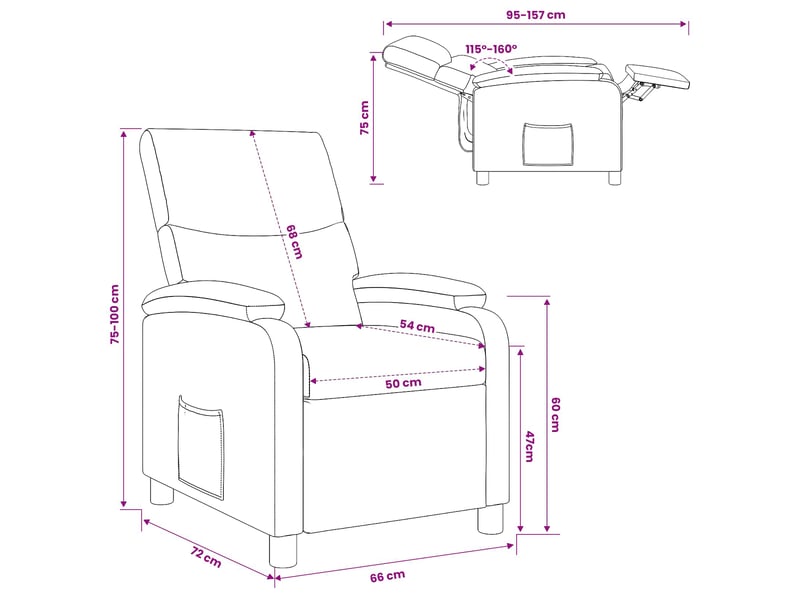  Vidaxl fauteuil inclinable noir tissu  - Conforama C