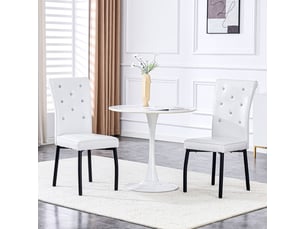 Chaises rétro en cuir - ensemble de 2 pièces - cuir crocodile synthétique - blanc et noir - fermeture cristal