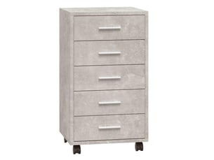 Armoire de rangement bureau, armoire à tiroirs avec roulettes gris béton bois d'ingénierie