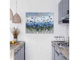Tableau décoration murale impression sur toile fleurs aquarelle bleu - 100x70 cm - tableau décoration murale chambre et salon