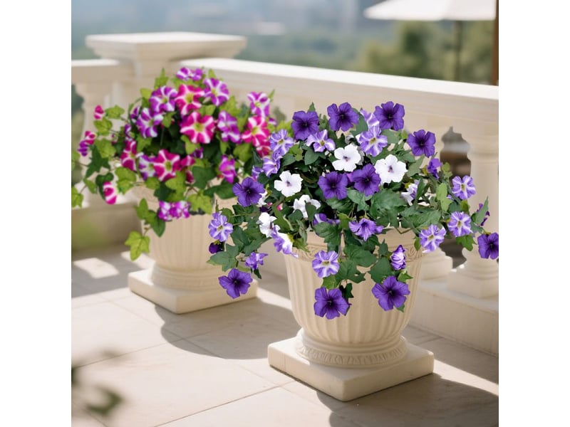  Fleurs artificielles extérieures – pétunias en soie, résistants aux uv, couleurs violet et rouge, décoration jardin et balcon  - Conforama A