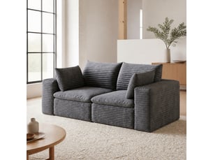 Canapé modulaire 180x90x82cm, montage simplifié, meuble de salon, bien-être, rembourrage mousse intégrale, gris foncé