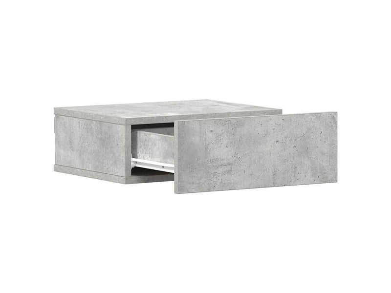  Lot de 2 tables de chevet - cabinet de chevet - table de nuit flottantes gris béton bois d'ingénierie  - Conforama E